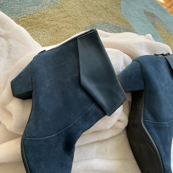 Navy Blue Leather Ankle Boots - Picture 5 of 5